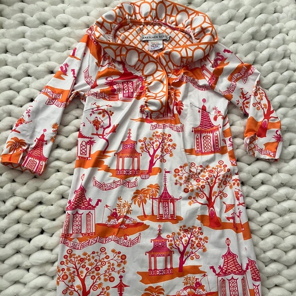 Vibrant Orange and Pink Patterned Dress - Picture 2 of 6